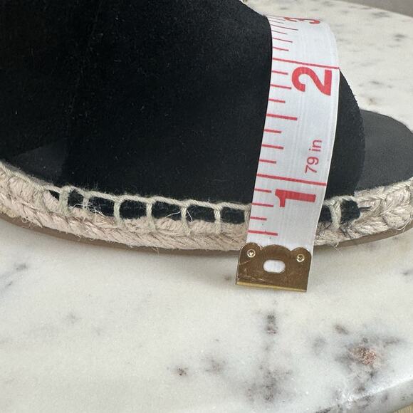 Banana‎ Republic Sandals Womens 8.5 M Slip On Wedge Espadrille Slide Black Suede - Picture 17 of 17